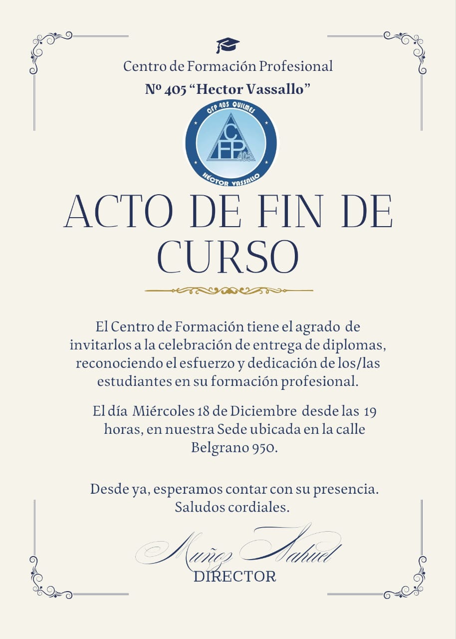 Invitación Acto de Fin de Curso - 2024
